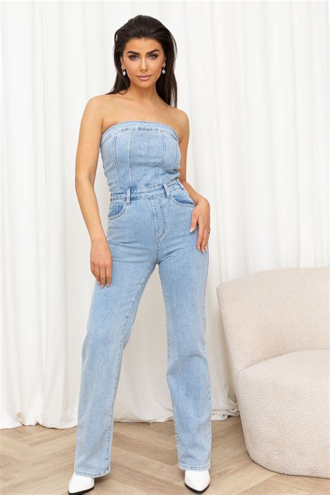 plus size strapless denim jumpsuit.